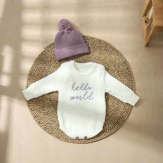 Newborn Hello World Knitted Bodysuit Set - RYAN AND REMI