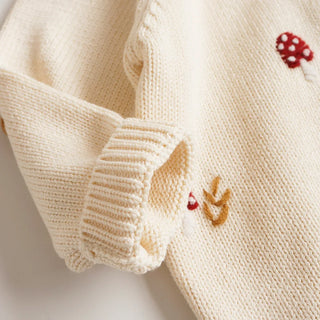Mushroom  Knit Cardigan Sweater