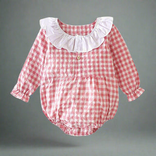 Round Collar Plaid Bodysuit - RYAN AND REMI