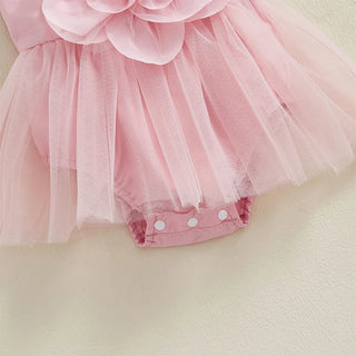 Pink Rose Flower Lace Romper