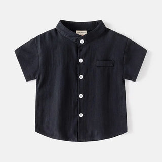 Basic White Shirts for Boys Clothes Summer 100Cotton Short Sleeve Kids Tops 2025 Toddler Boy Shirt Blue Children 2 to 8 Years - RYAN AND REMI