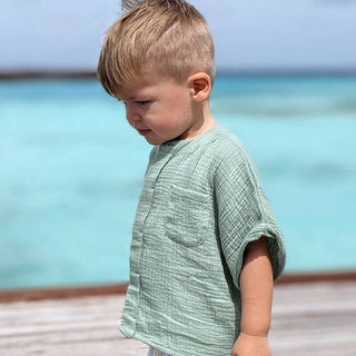 Loose Short-Sleeve Muslin Top - RYAN AND REMI