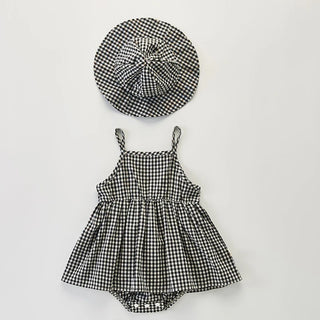Sleeveless Plaid Dress Romper Set - RYAN AND REMI