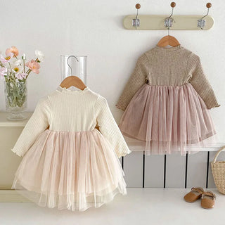 Long Sleeved Tulle Ribbon Dress