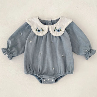 2025 New Toddler Baby Girls Romper Spring Children Clothes Ruffled Long Sleeved Cotton Baby Clothing Flower Baby Girls Jumpsuit - RYAN AND REMI