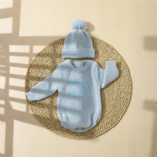 Newborn Hello World Knitted Bodysuit Set - RYAN AND REMI