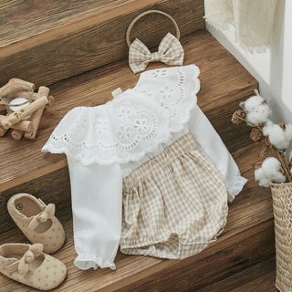 Plaid lace Collar Romper - RYAN AND REMI