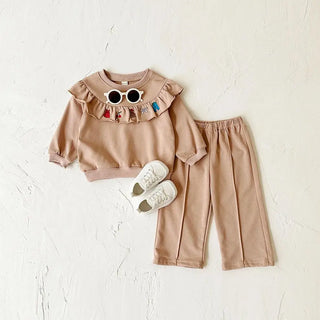 Embroidered Flounce Top Lounge Set - RYAN AND REMI