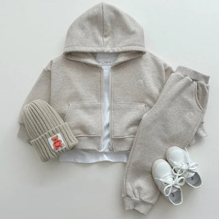 Zip Up Solid Hoodie Jogger Set - RYAN AND REMI