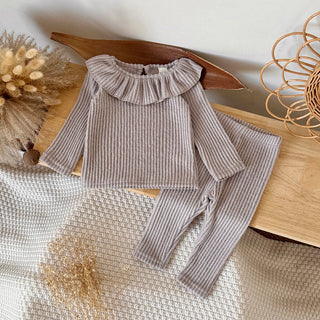 Autumn Toddler Baby Girls Outfit Purple Fleece Fleece Fleece Long Sleeve Sweatshirt Elastic Waist Pants Spring Clothes - RYAN AND REMI