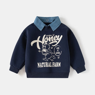 Denim Collar Honey Sweater