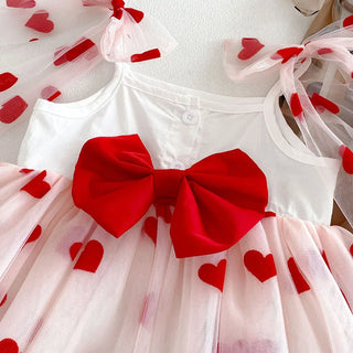 Lace Heart Puff Skirt Romper Dress