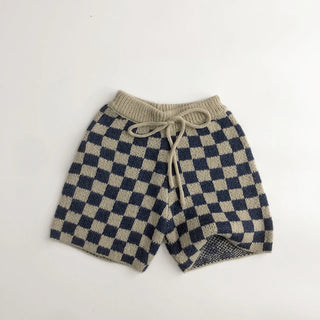 Checkered Knitted Shorts Set - RYAN AND REMI