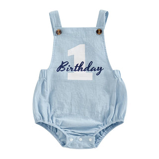 Newborn Baby Overalls Romper 1st Birthday Party Clothes Summer Adorable Sleeveless Square Neck Straps Tank Romper for Girl Boy - RYAN AND REMI