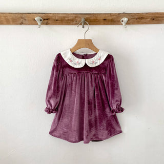 Doll Collar Velvet Dress - RYAN AND REMI