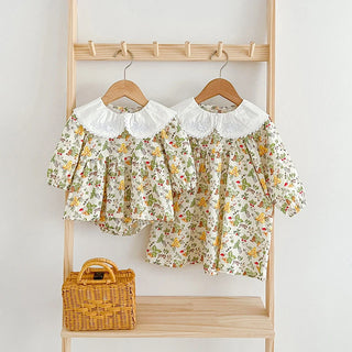 Lace Collar Paisly Sister Outfit