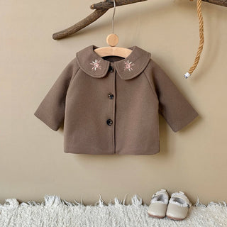 Embroidery Collar Woolen Coat