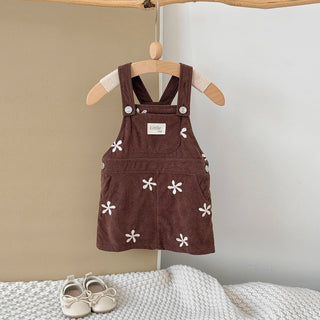 Brown Flower Suspender Dress - RYAN AND REMI