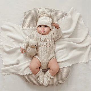 Newborn Hello World Knitted Bodysuit Set - RYAN AND REMI