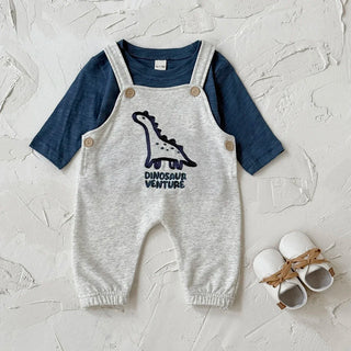Baby Boy Dinosaur Outfit Set Long Sleeve Cotton T-shirt + Suspender Pants Infant Casual Clothes 0-18M - RYAN AND REMI