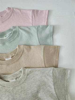 Neutral Cotton Tee And Shorts Set - RYAN AND REMI