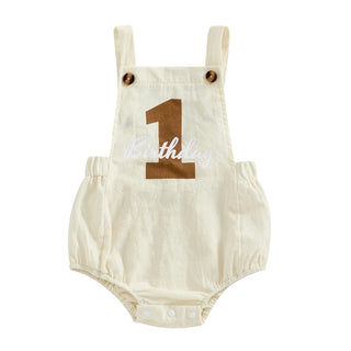 Newborn Baby Overalls Romper 1st Birthday Party Clothes Summer Adorable Sleeveless Square Neck Straps Tank Romper for Girl Boy - RYAN AND REMI