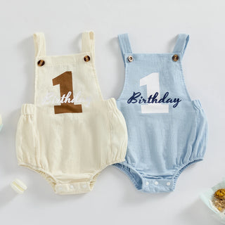 Newborn Baby Overalls Romper 1st Birthday Party Clothes Summer Adorable Sleeveless Square Neck Straps Tank Romper for Girl Boy - RYAN AND REMI