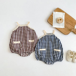 Newborn Plaid Sleeveless Romper - RYAN AND REMI