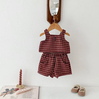 Retro Tweed Vest and Shorts Outfit - RYAN AND REMI