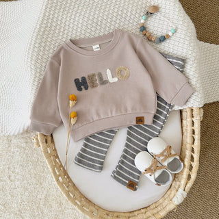 HELLO Striped Pants Set - RYAN AND REMI