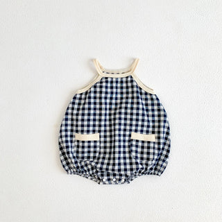 Newborn Plaid Sleeveless Romper - RYAN AND REMI