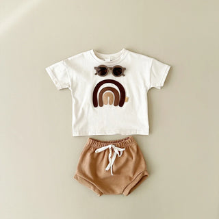 Rainbow Patchwork T-shirt Shorts Set