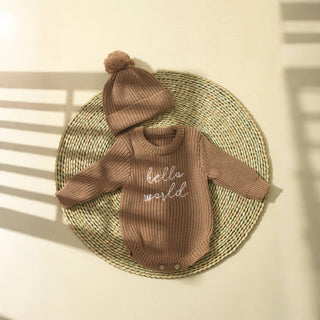 Newborn Hello World Knitted Bodysuit Set - RYAN AND REMI