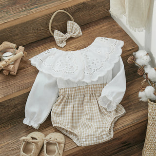 Plaid lace Collar Romper - RYAN AND REMI