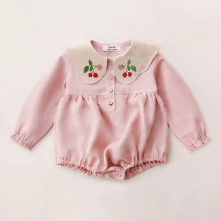 Embroidered Flap Cotton Long Sleeve Romper - RYAN AND REMI