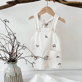 Flower Embroidery Suspender Dress - RYAN AND REMI