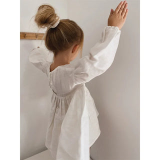 Long Sleeve Linen V-neck Dress