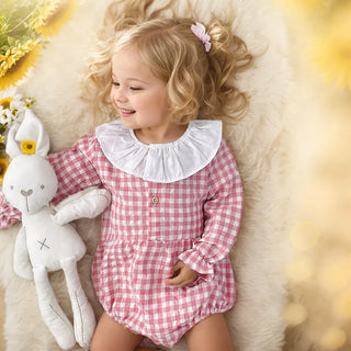 Round Collar Plaid Bodysuit - RYAN AND REMI