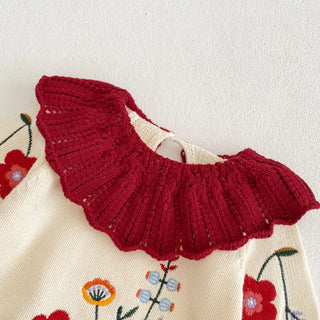 Floral Embroidered Lotus Knit Set