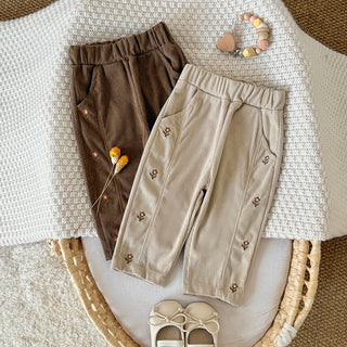 Floral Side Corduroy Pants - RYAN AND REMI