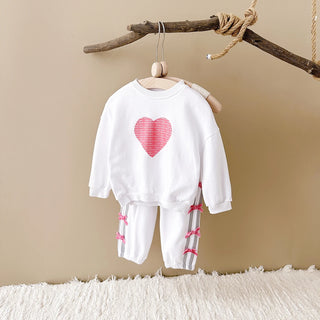 Baby Girl Clothes Toddler Sets Cotton Love Sweatshirt Long Sleeve Top+Bow Pants Spring Newborn Kids Clothing Infant Outfit Suits - RYAN AND REMI