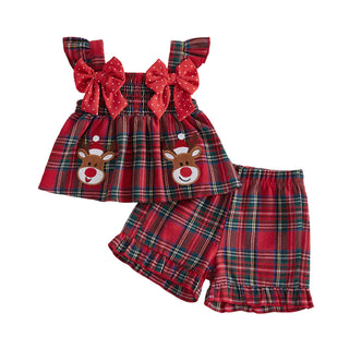 Christmas Plaid Shorts Set