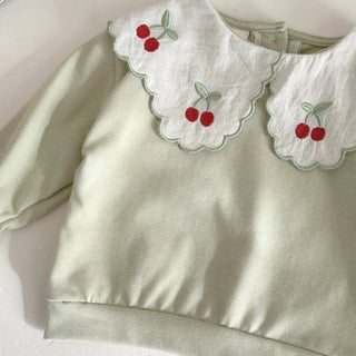 Cherry Embroidery Lapel Set