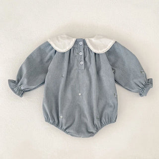 2025 New Toddler Baby Girls Romper Spring Children Clothes Ruffled Long Sleeved Cotton Baby Clothing Flower Baby Girls Jumpsuit - RYAN AND REMI