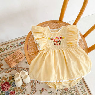 Embroidered Collar Baby Girl Romper - RYAN AND REMI