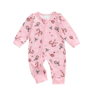 Christmas Print Zip Jumpsuit