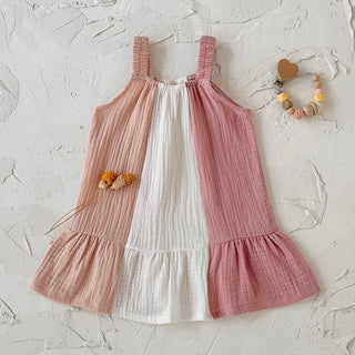Girl's Loose Sleeveless Suspenders Dress Summer New 100% Cotton Baby Girl Casual  Dresses  Suitable for babies aged 0-3 years - RYAN AND REMI