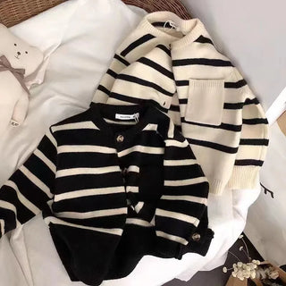 Striped Knit loose Cardigan - RYAN AND REMI