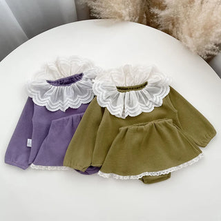 Lace Collar Suede Set - RYAN AND REMI