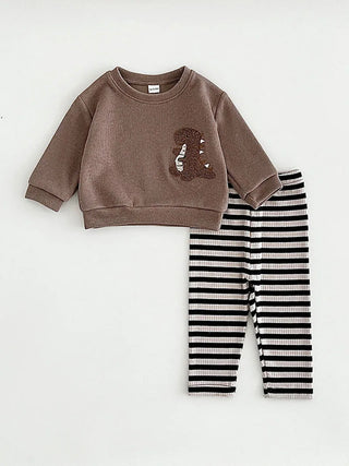 Boys Dinosaur Striped Pants Set - RYAN AND REMI